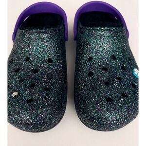 Crocs Big Kids Glitter Lined‎ Clogs Girls Junior 6 Starry Skies Slip-On Comfort